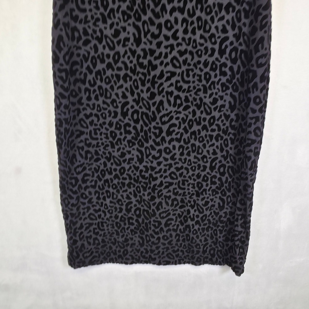 Tommy Hilfiger Dress Womens 8 Black‎ Ruffle Leopard Print Velvet Burnout Sheath - Picture 8 of 12
